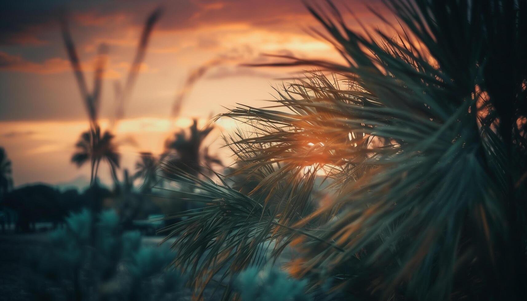 tranquilo puesta de sol siluetas conífero pino árbol en contra vistoso cielo antecedentes generado por ai foto