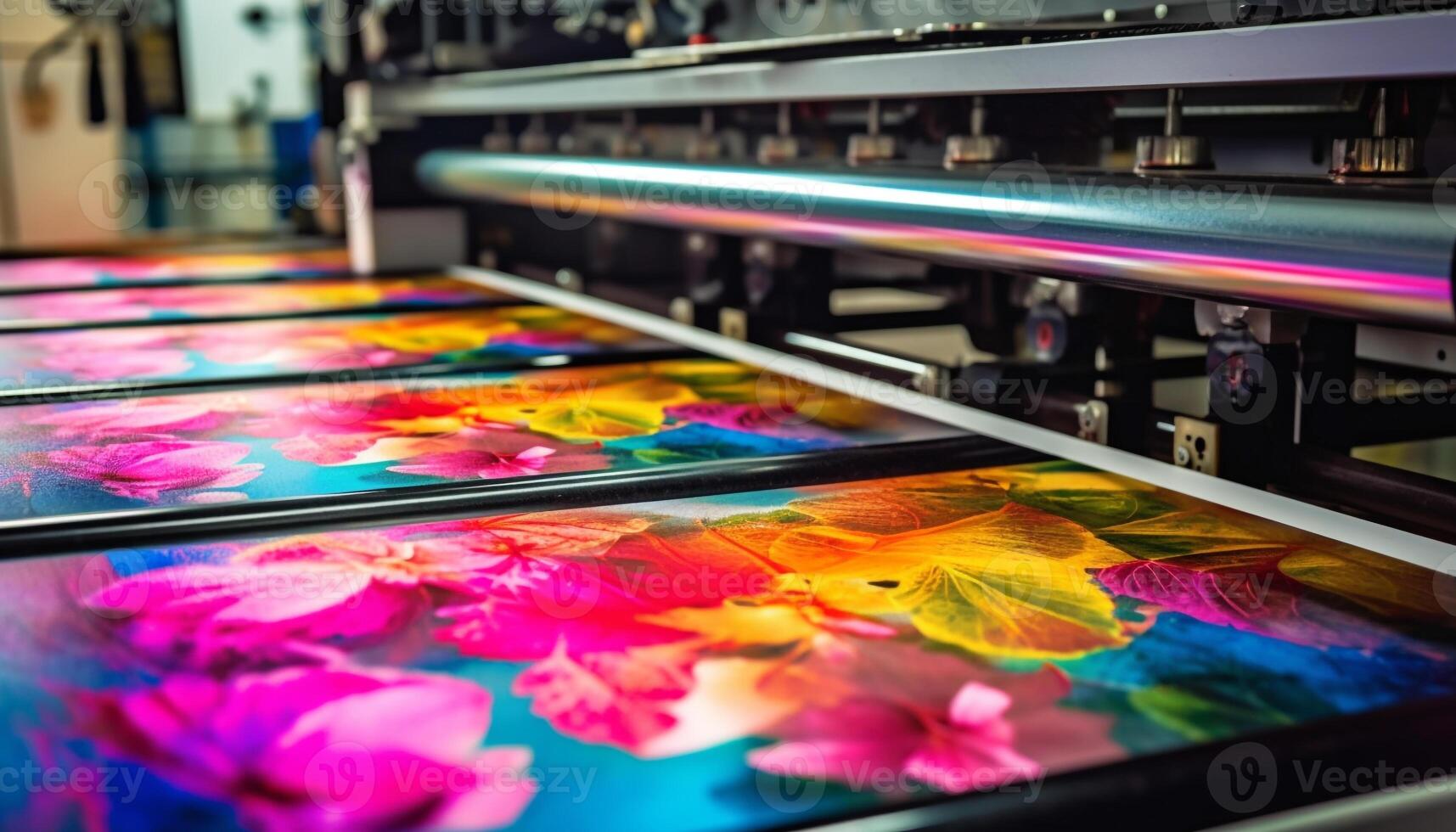 vibrante colores de maquinaria y equipo en un moderno fábrica generado por ai foto