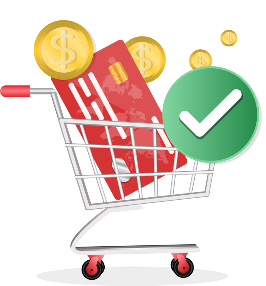 online shopping. Payment successful. financial business with credit card. png