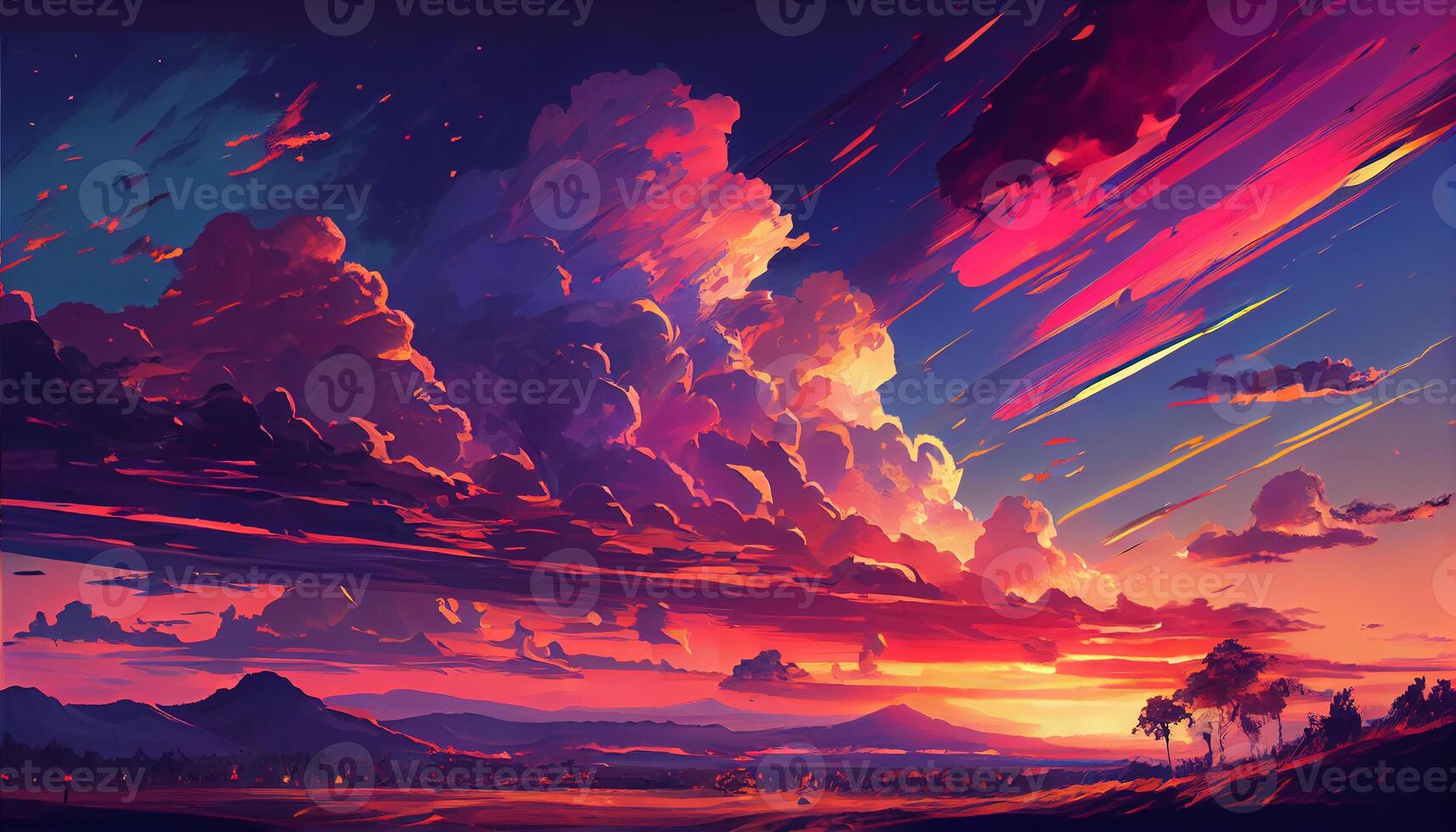 Sun sets over mountain range nature masterpiece generated by AI photo