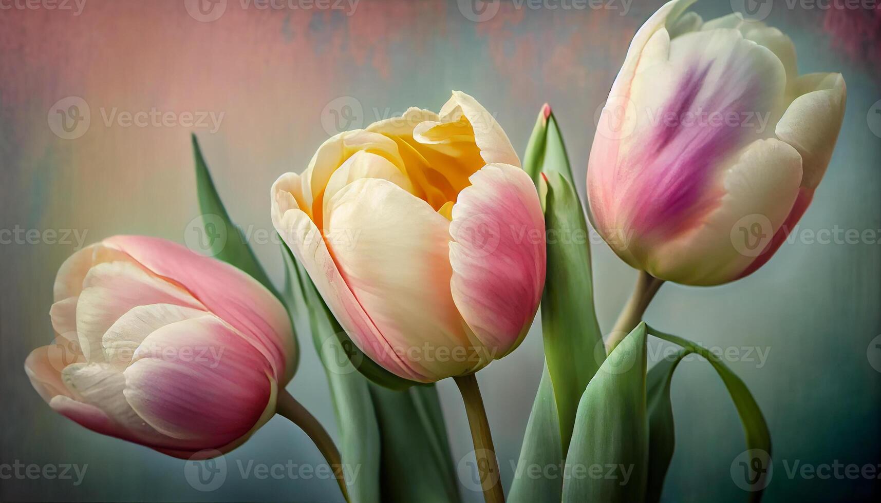 Tulip blossom in nature fresh petal colors generated by AI photo