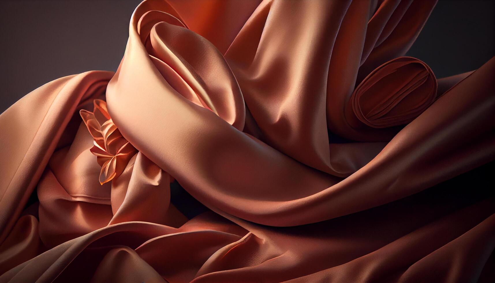 Smooth silk waves rippled on elegant backdrop generated by AI photo