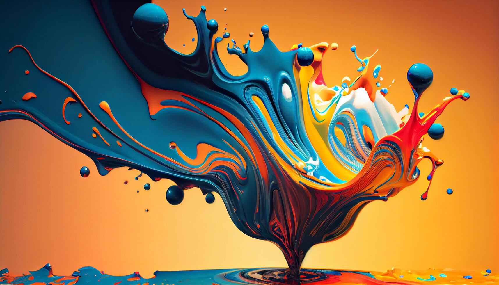 Abstract backdrop of multi colored ink waves flowing generated by AI photo