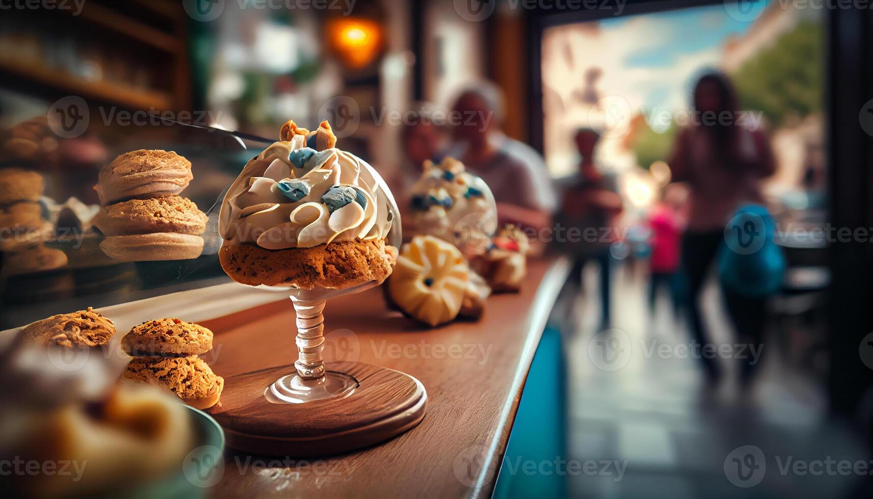 Sweet treats on ornate table at celebration party generated by AI photo