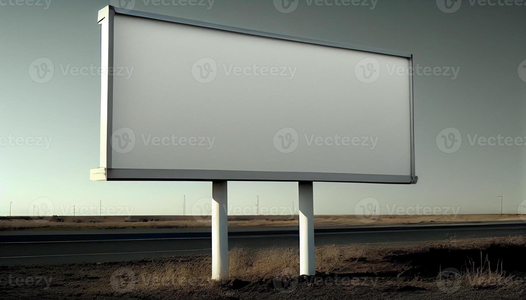 Blank roadside billboard announces summer travel plans generated by AI photo