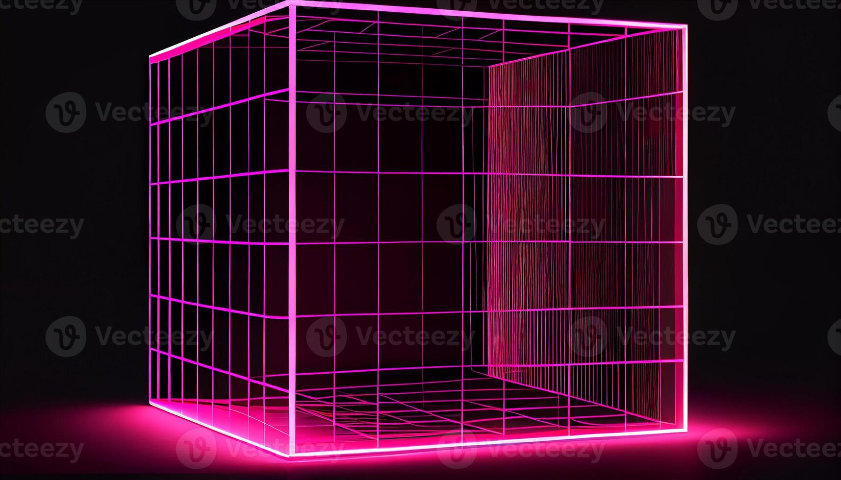 A futuristic blueprint of glowing purple architecture generated by AI photo