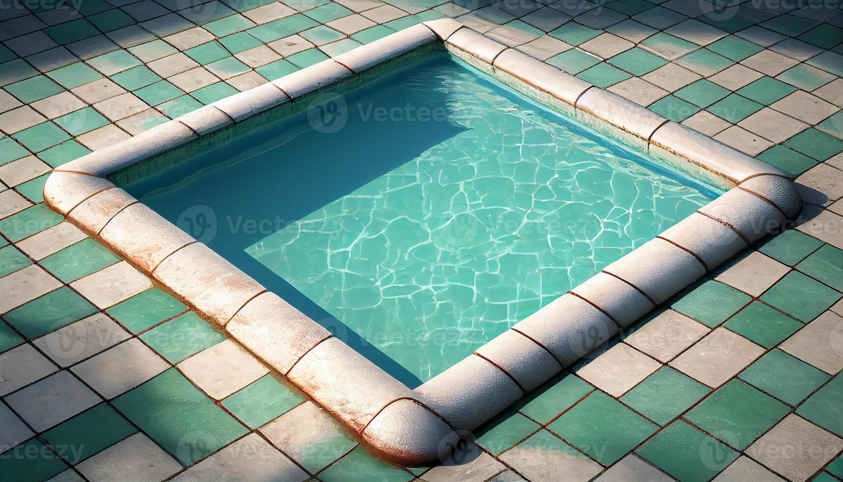 Summer Blue water shimmers, reflecting modern architecture generated by AI photo