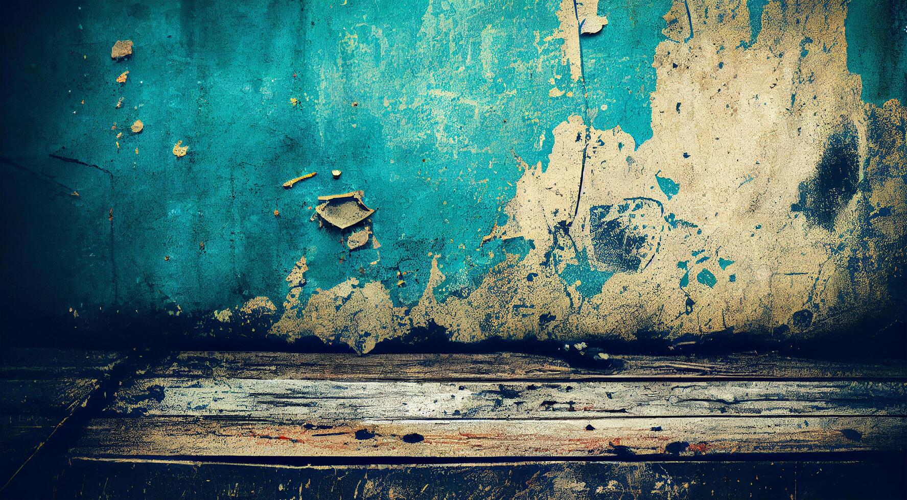 Rustic wood table against weathered brick backdrop , photo