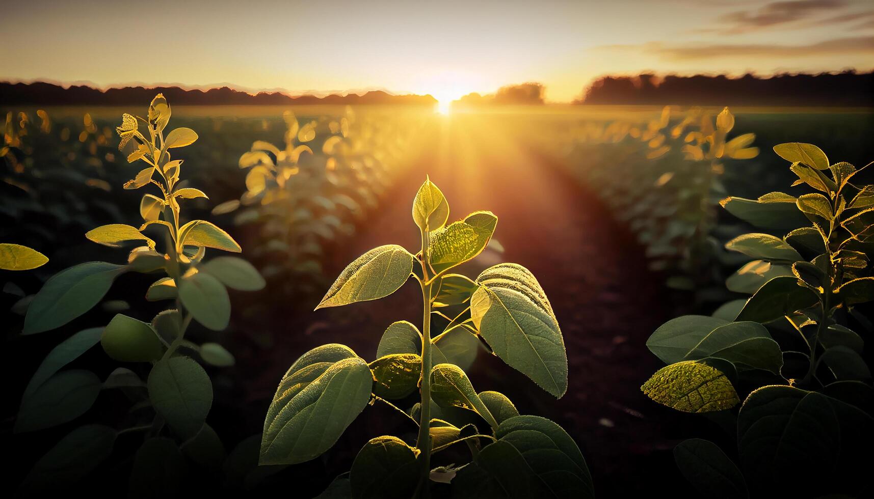 Sunset illuminates vibrant farm growth a botanical beauty , photo