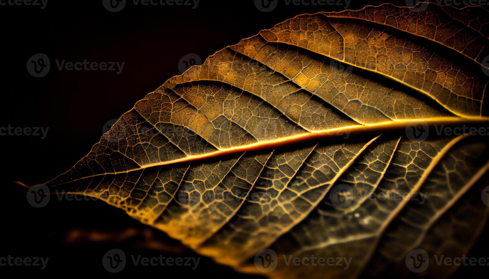 Vibrant green leaf vein grows in nature backdrop , photo