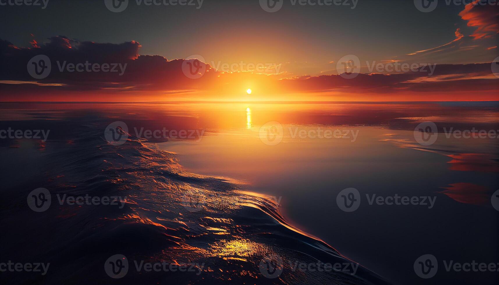 Sunset over tranquil water creates a vibrant atmosphere , photo