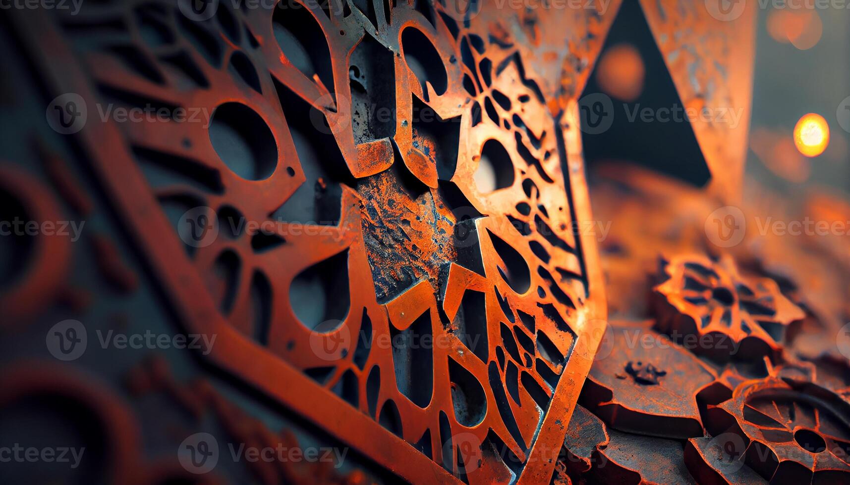 Metallic machinery creates ornate illustrations indoors , photo