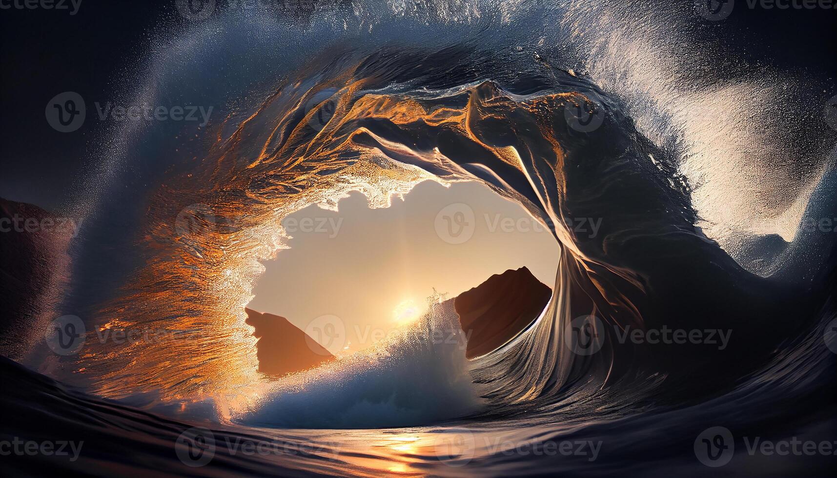 Wave crashes against majestic coastline at dusk , photo