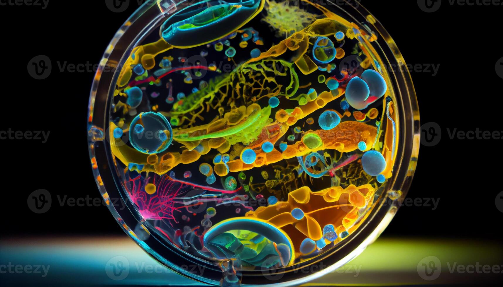 Science captures abstract bacterium cellular organisms under magnification , photo