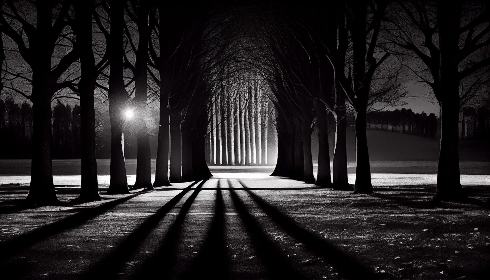 Spooky forest landscape at night old silhouette branch , photo