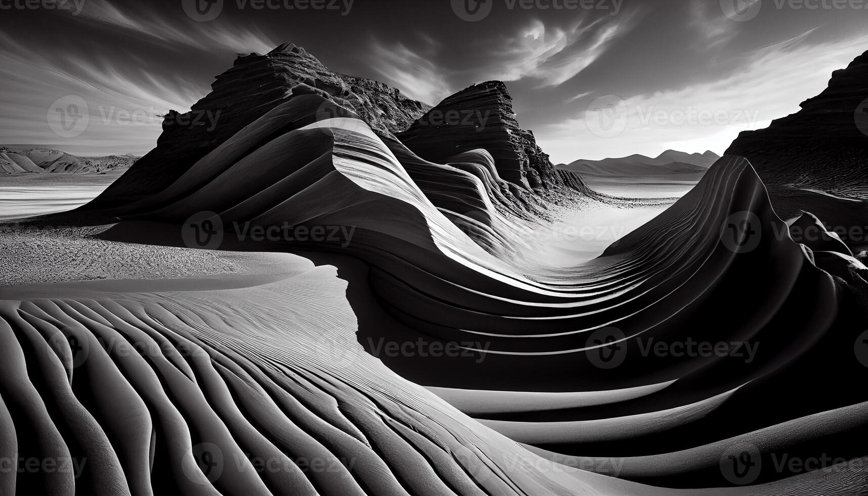 Sands ripple beneath majestic mountain a remote landscape , photo