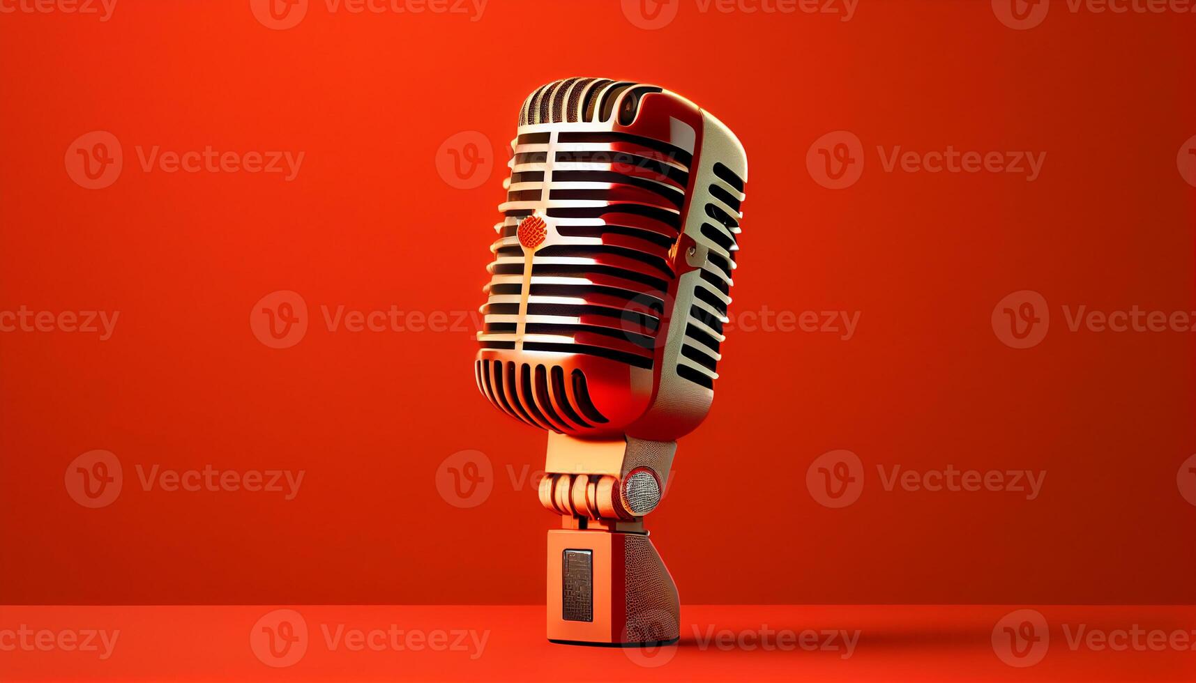 Microphone on stage singer performs rock music , photo