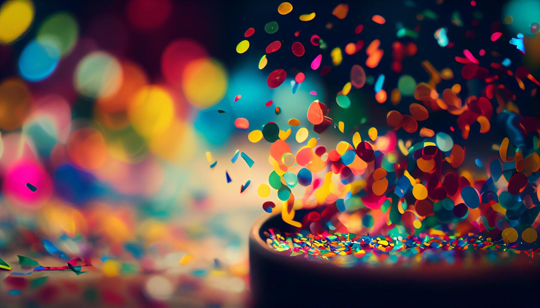 Celebration of Multi Colored Birthday with Confetti Decoration , photo