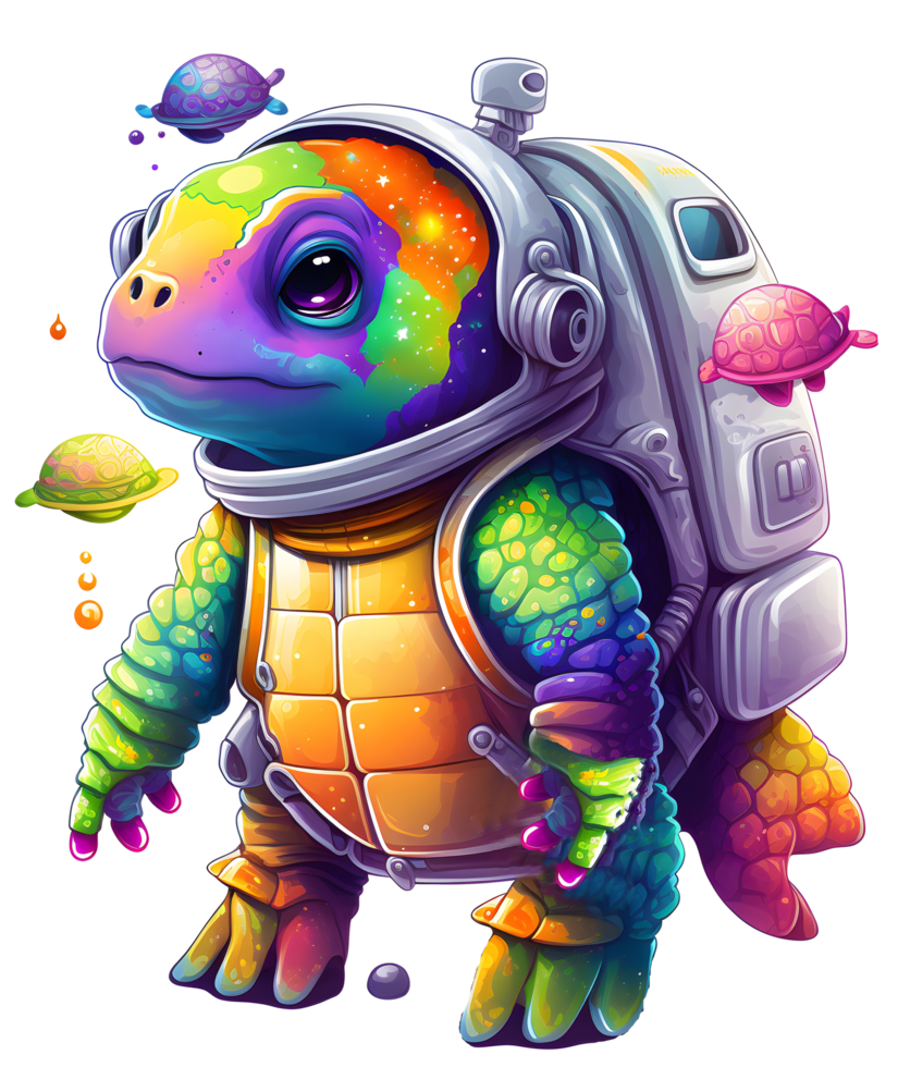 turtle wearing astronaut dress, png
