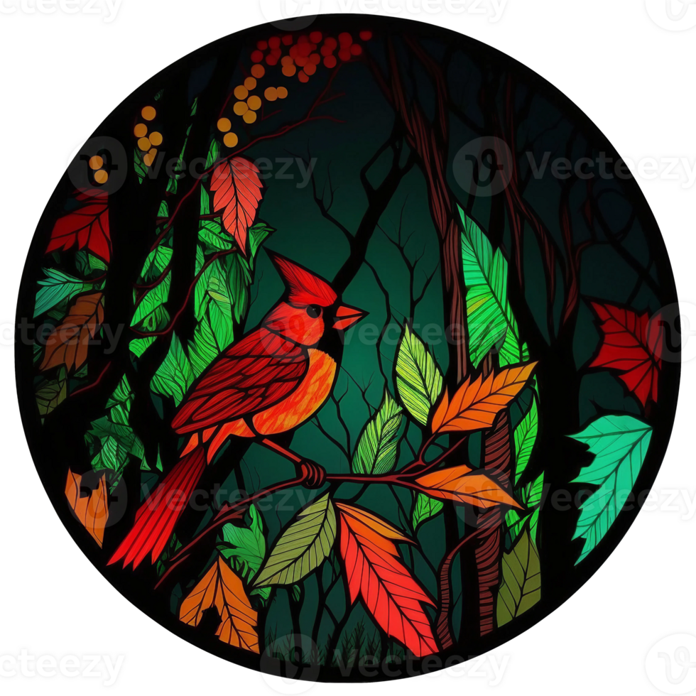 stained glass style bird, png