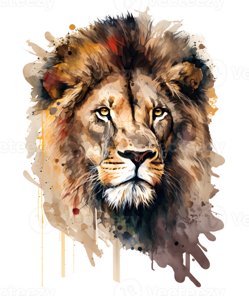 watercolor lion head, ai generative 24623476 PNG