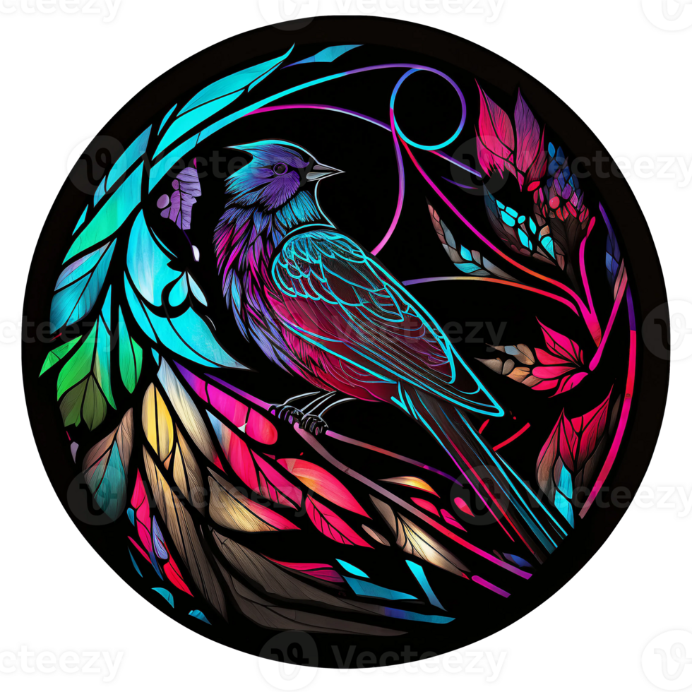 stained glass style bird, png