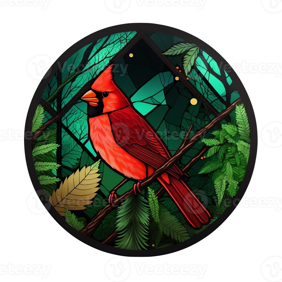 stained glass style bird, png