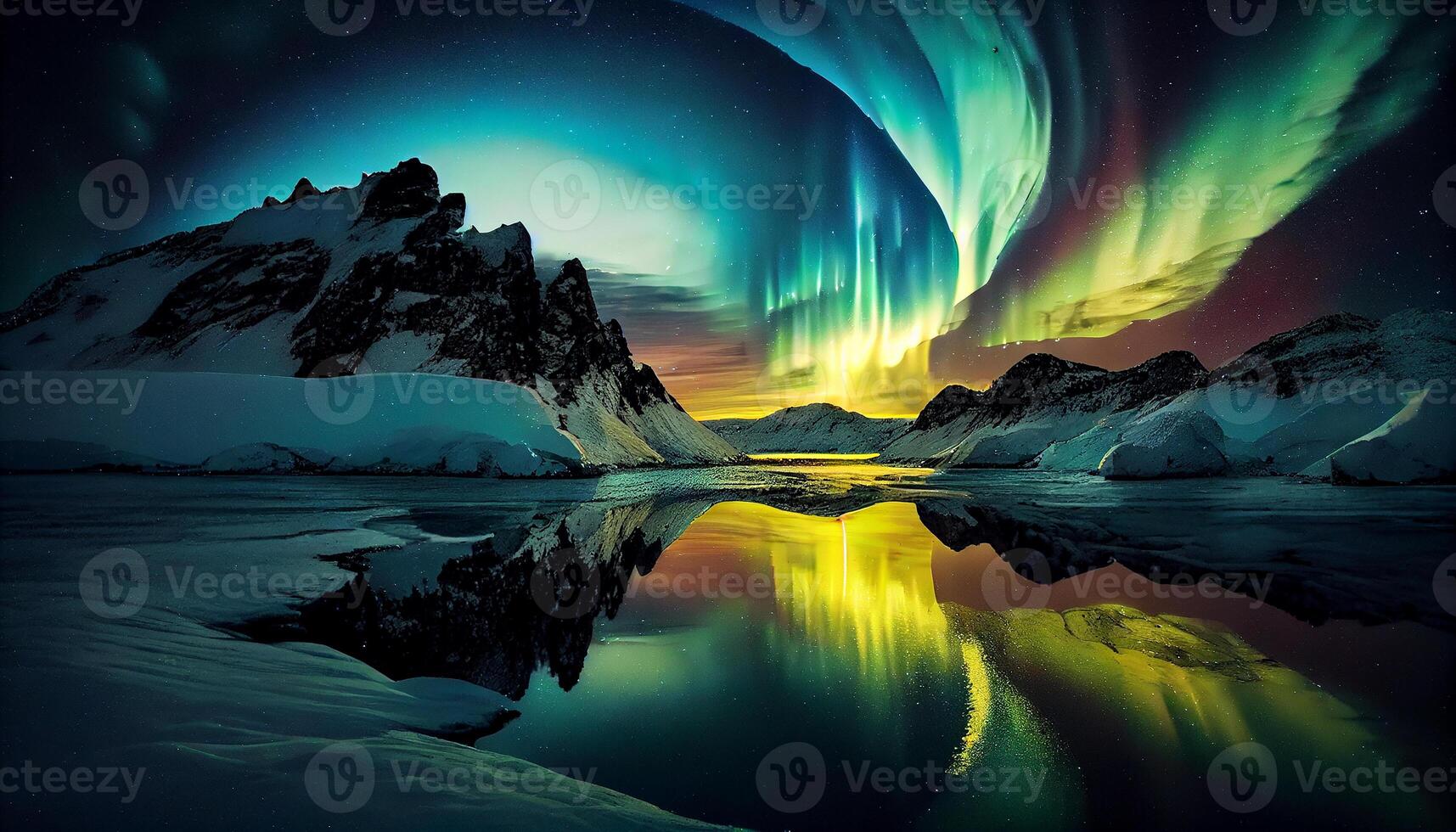 snowscape scene with mountains and space , photo