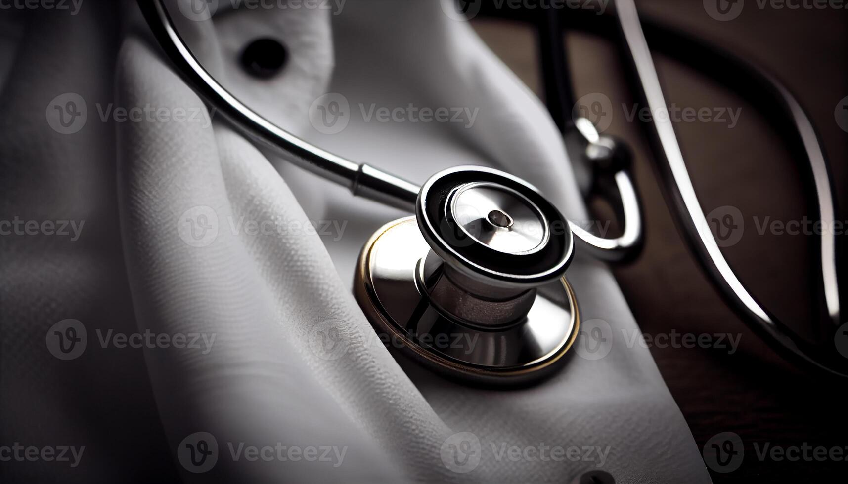 Stethoscope on clean table Doctor work tool , photo