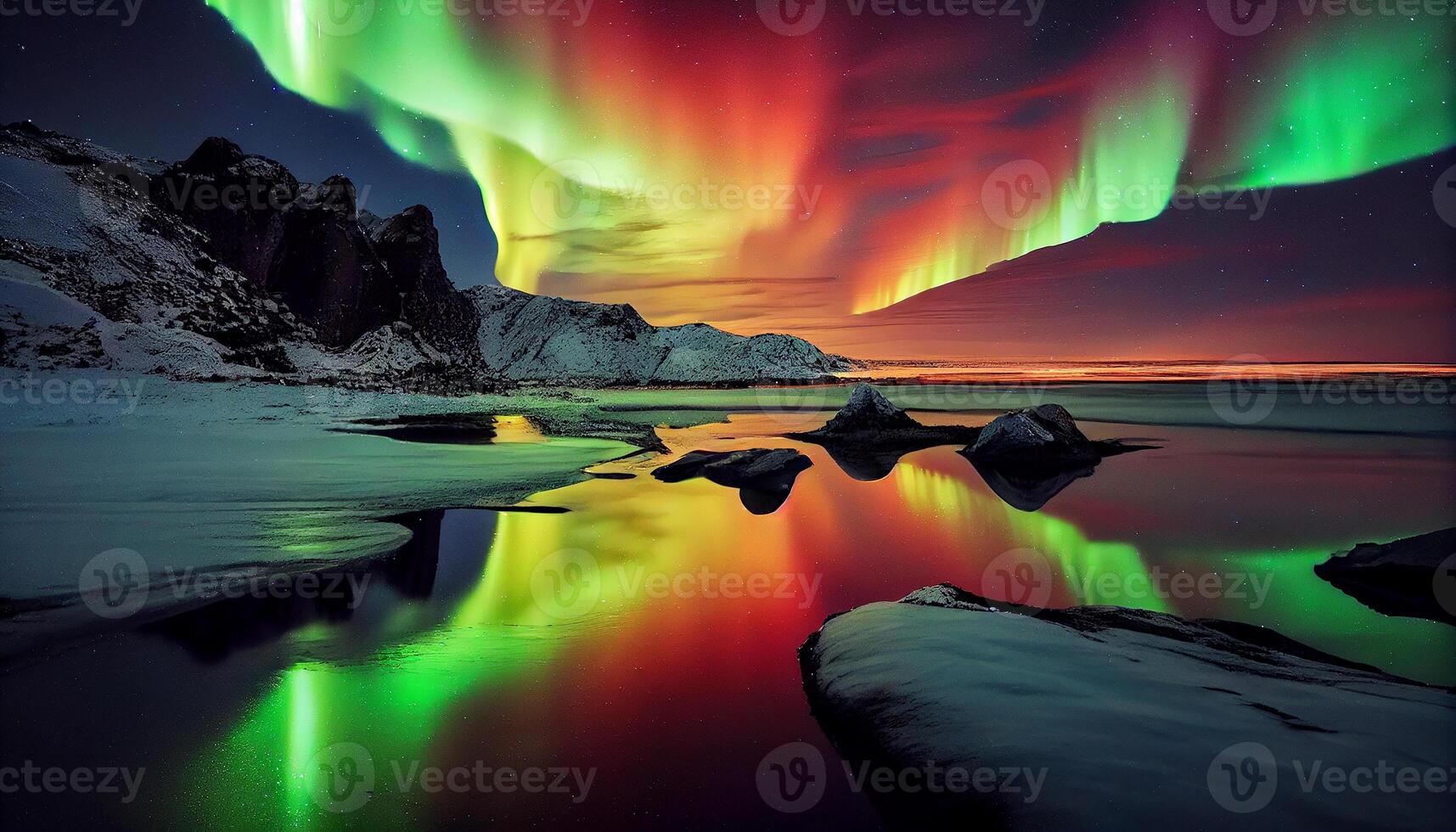 Majestic mountain range illuminated by starry night sky , photo