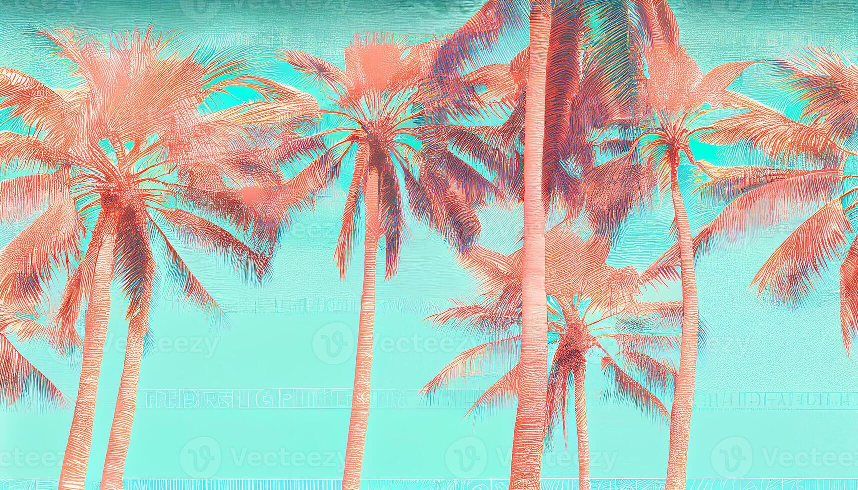 Tropical palm trees against a blue backdrop , photo