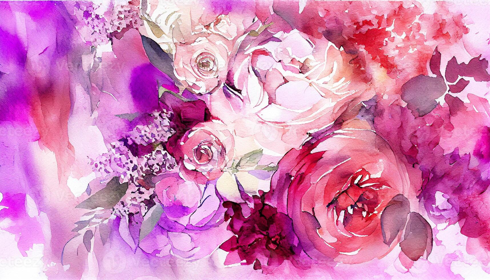 Nature Elegance, Watercolor Peony Abstract Illustration Decoration , photo