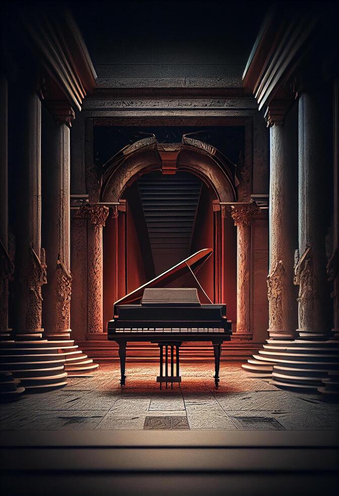 Majestic old piano in elegant classical setting , photo