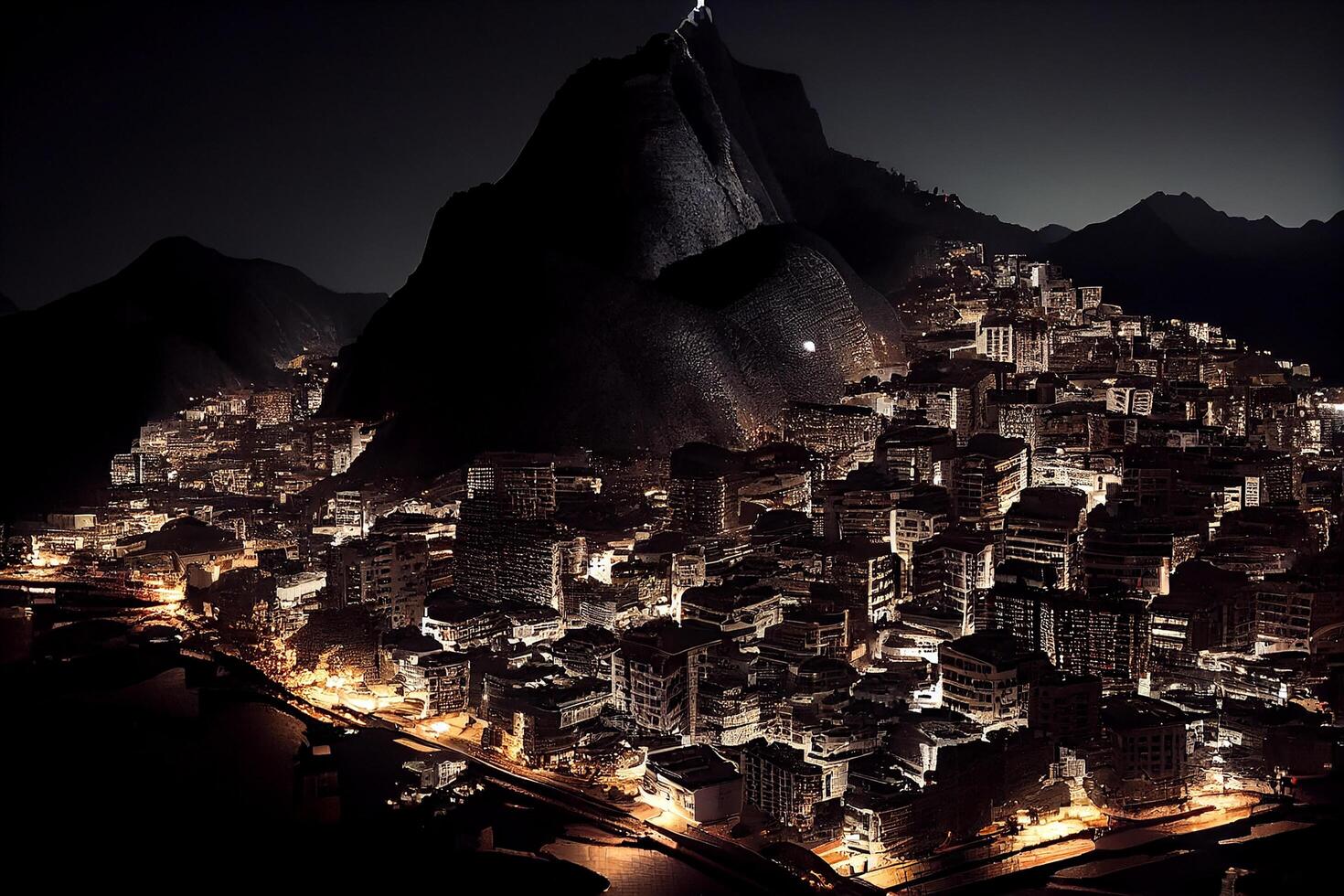 noche paisaje urbano iluminado por luz de la calle y arquitectura ,generativo ai foto