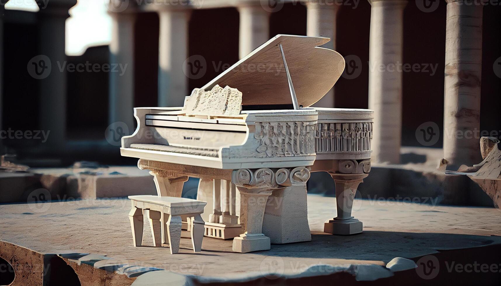 An ancient majestic piano leads outdoor performances , photo