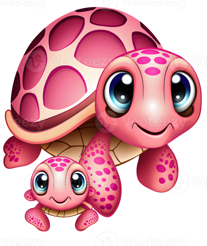 pink turtle watercolor, png