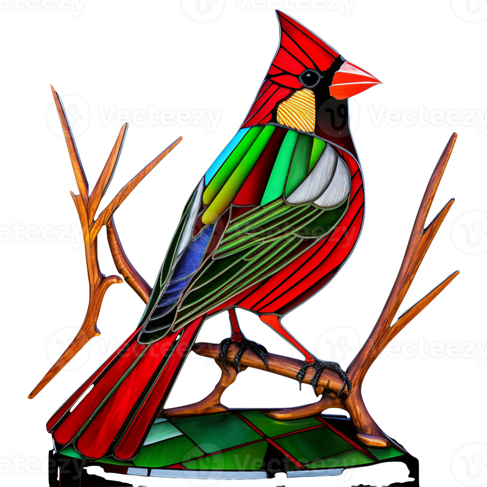 stained glass style bird, png