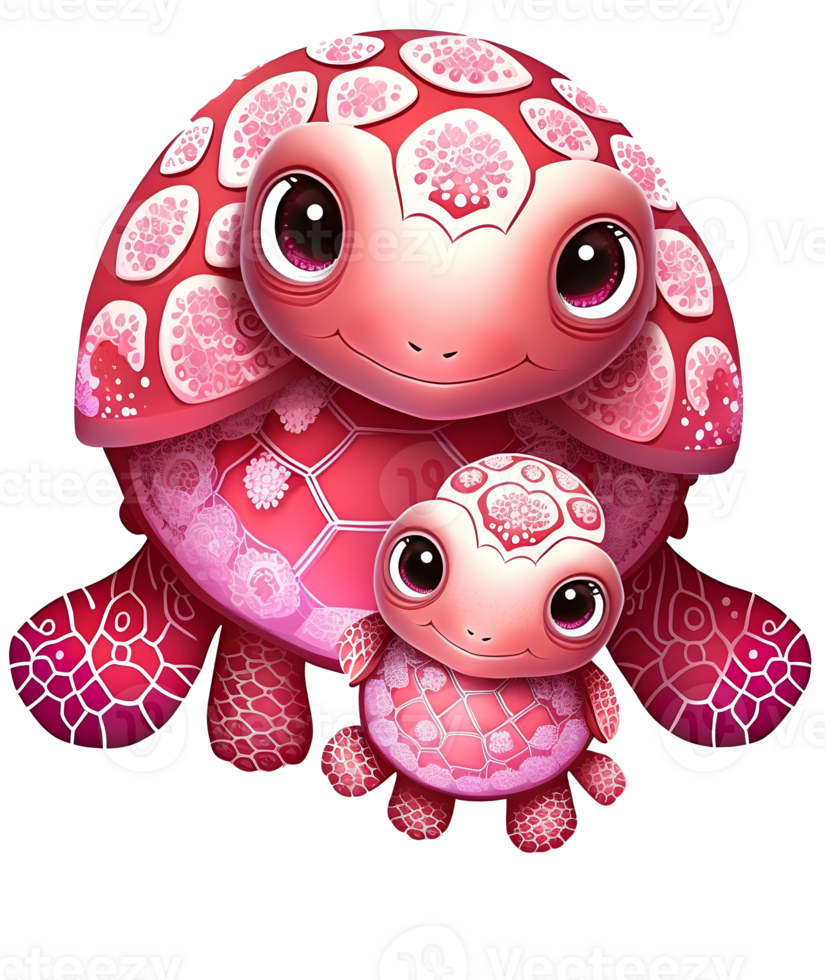 pink turtle watercolor, png