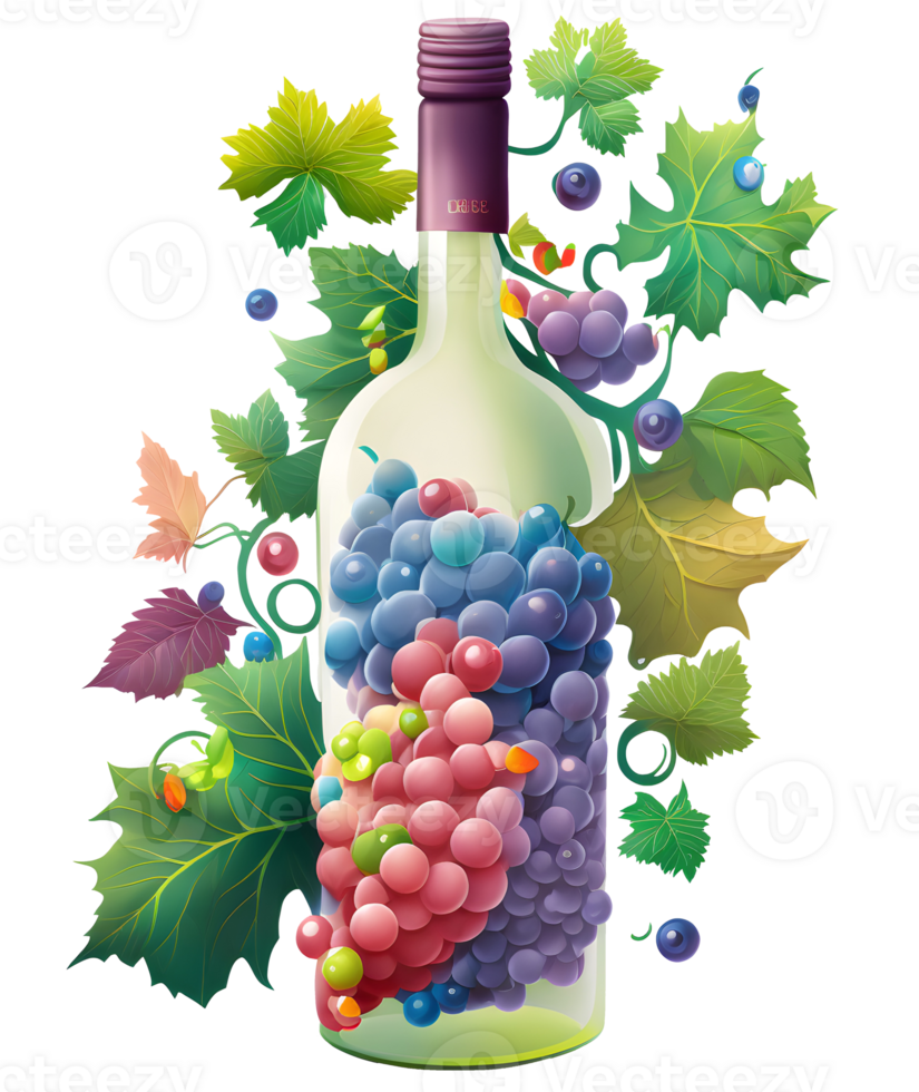 grapes and wine bottle, 24624216 PNG