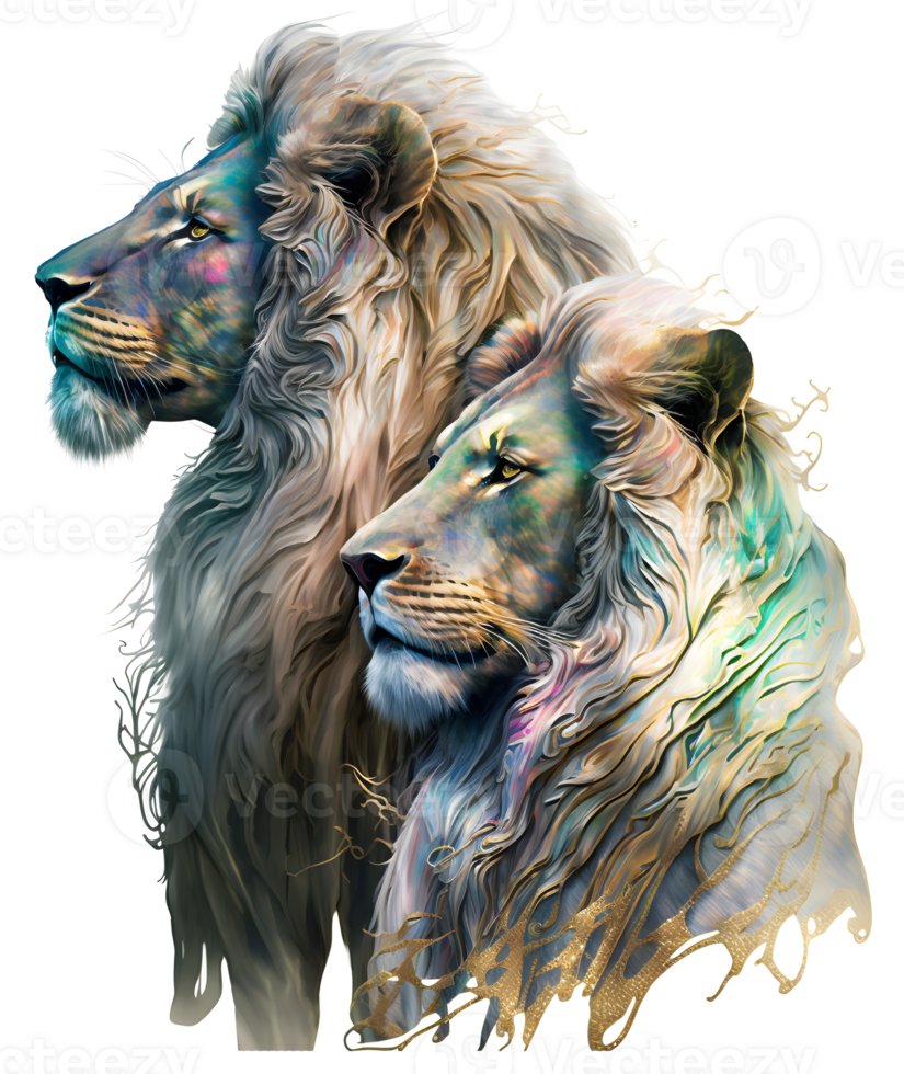 Lion couple, aesthetic png