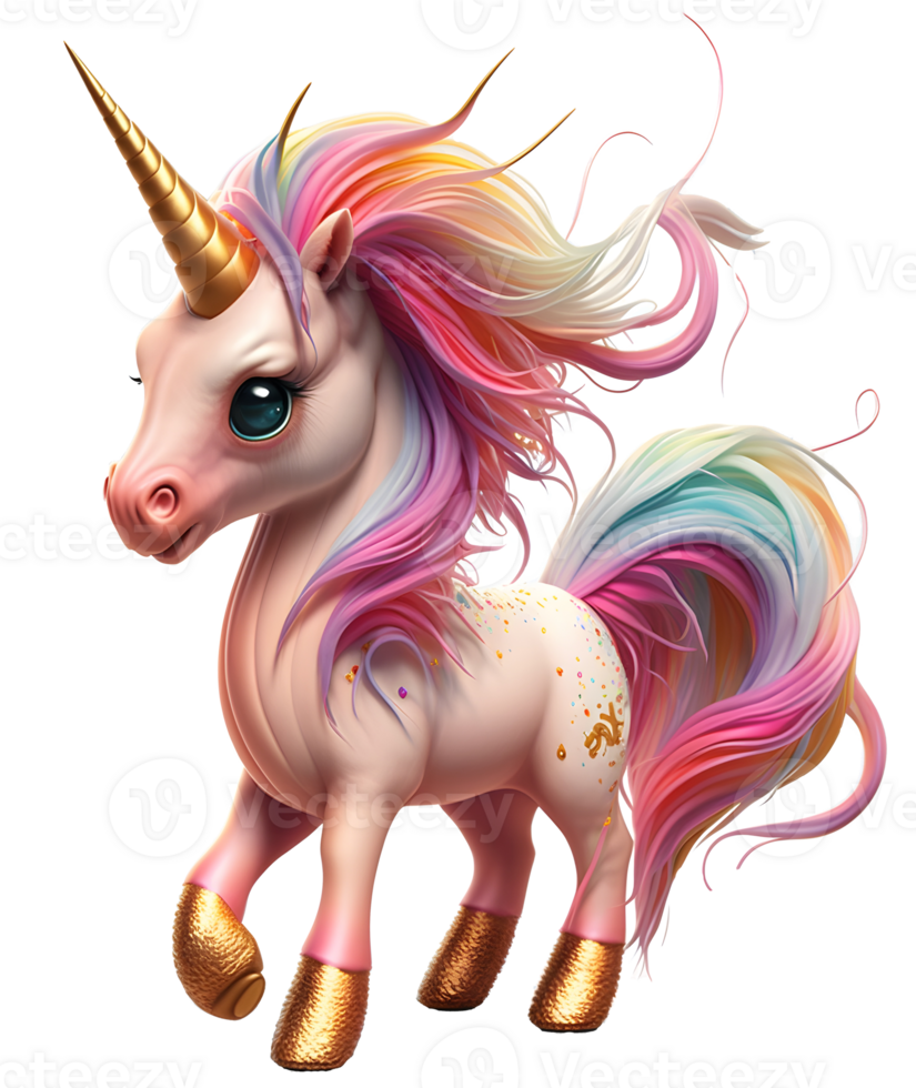 cute unicorn watercolor, png