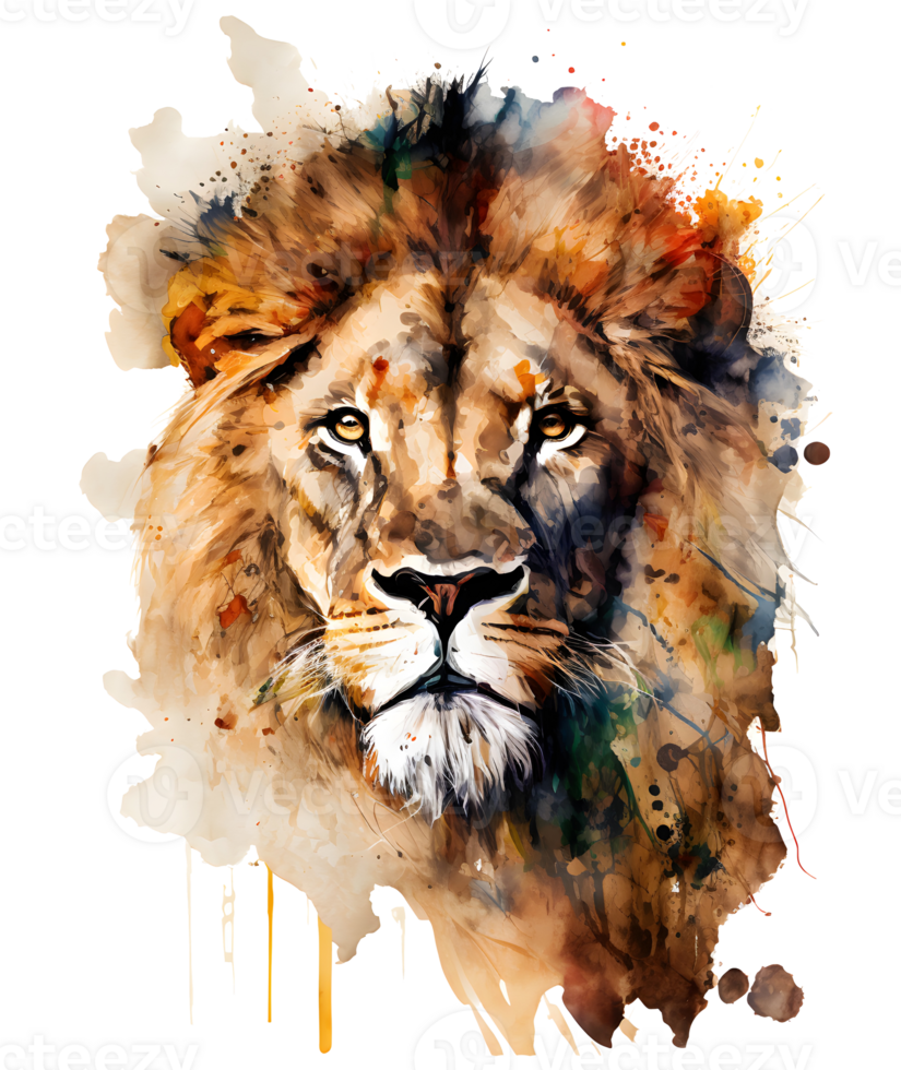 aquarelle Lion diriger, ai génératif png