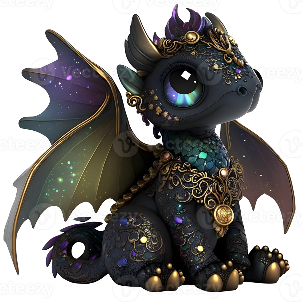 black baby dragon, png