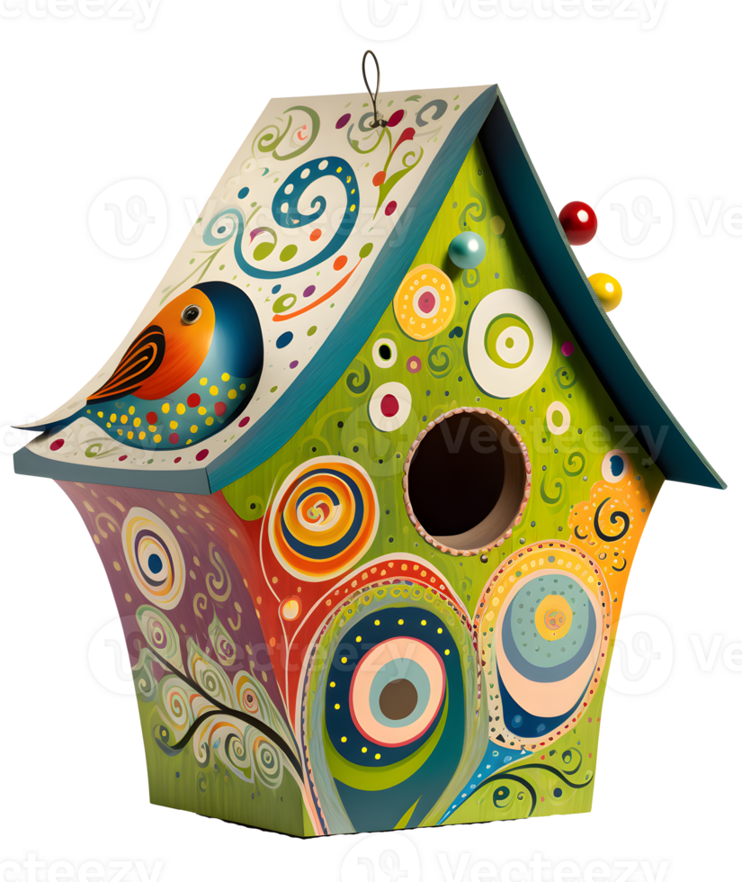 whimsical bird house isolated, png