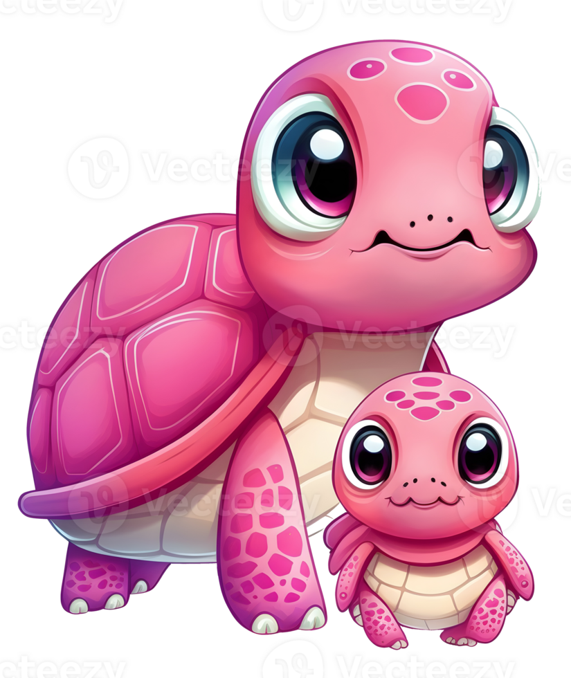 pink turtle watercolor, png