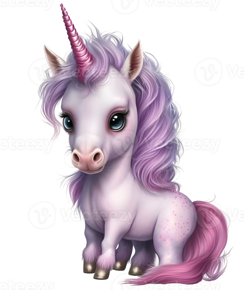 süß Einhorn Aquarell, ai generativ png