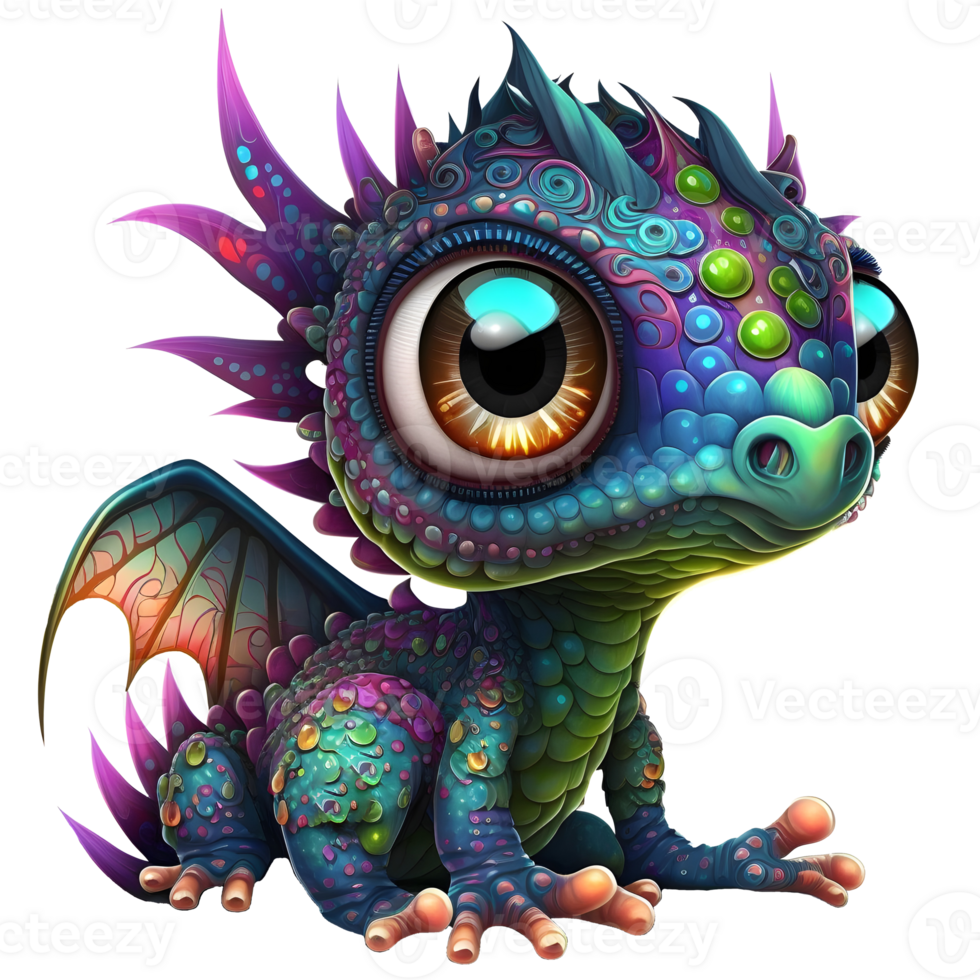 Cute dragon, AI generative png
