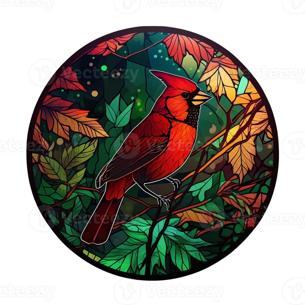 stained glass style bird, png