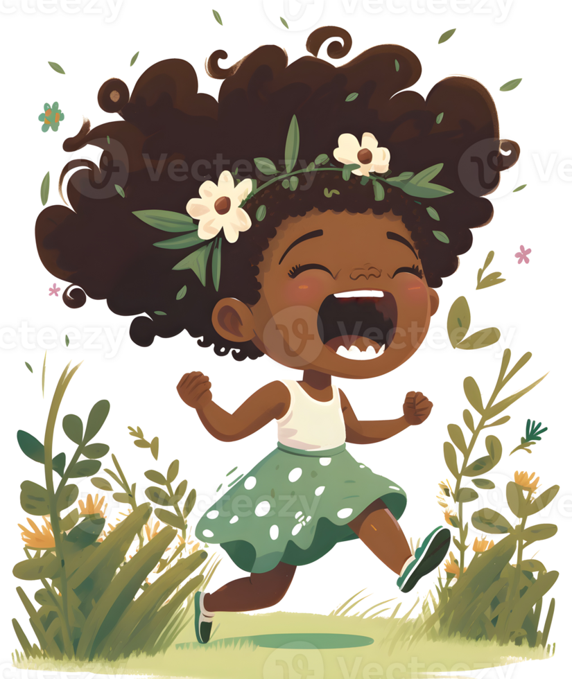 african black girl watercolor, png