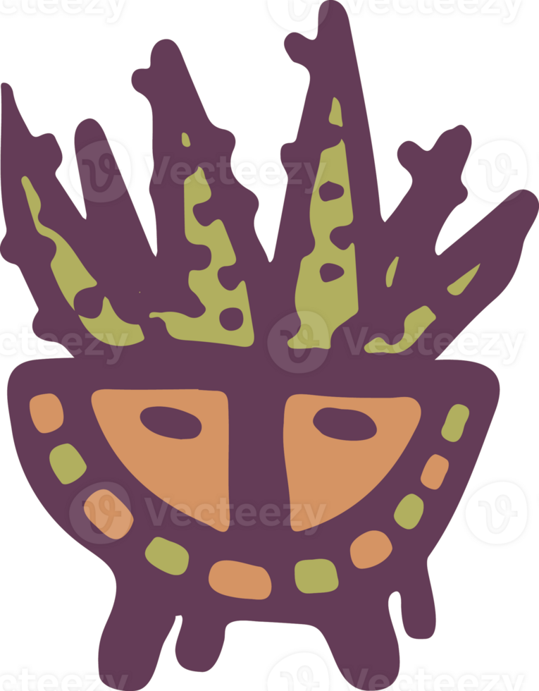 Ceramic pots with cactus comic faces. Different doodle emotions characters stickers Plant ceramics. Pottery vases trendy concept Cartoon style. Hand drawn illustration isolated background illustration png